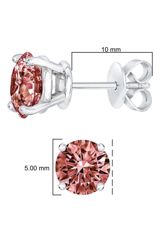 1.0 Cttw Lab Grown Pink Diamond Classic Solitaire Earrings - Picture 3 of 4